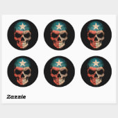 Texas Flag Skull op Black Ronde Sticker (Vel)
