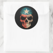 Texas Flag Skull op Black Ronde Sticker (Tas)