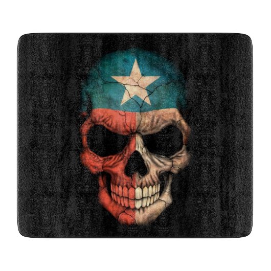 Texas Flag Skull op Black Snijplank (Voorkant)