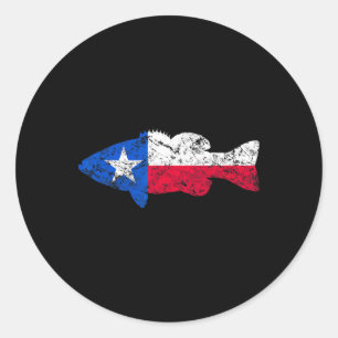 Texas Flag Smallmouth B Vissen Ronde Sticker