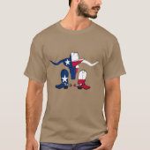 Texas Flag Steer Head met Cowboy Pet en Boots T-shirt (Voorkant)