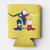 Texas Flag Steer Head Met Cowboy Pet en laarzen Blikjeskoeler (Achterkant)