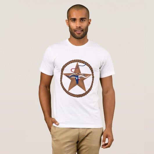 Texas Flag Steer Head met Rope en Star T-shirt (Voorkant volledig)