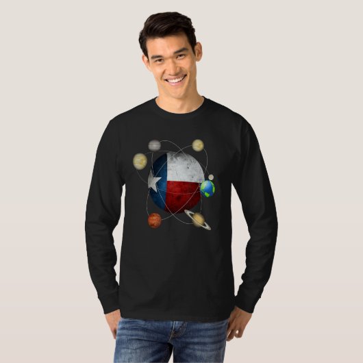 Texas Flag Texas And The Solar System T-shirt (Voorkant volledig)