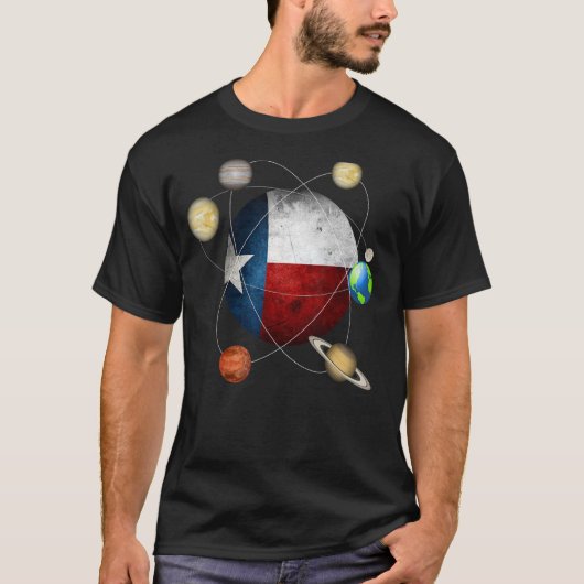 Texas Flag Texas en het zonnestelsel T-shirt (Voorkant)