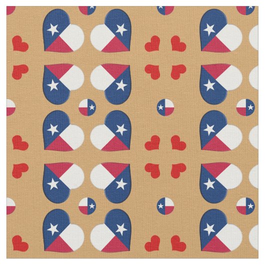 Texas Flag & Texas Hearts mode Fabric / VS Stof (Close Up)