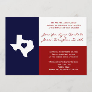 Texas Flag Theme Weddenschap Uitnodiging rood Blau