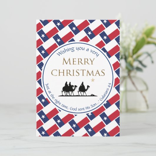 TEXAS FLAG Three Wise Men TEXAN Christmas Feestdagenkaart (Staand voorkant)