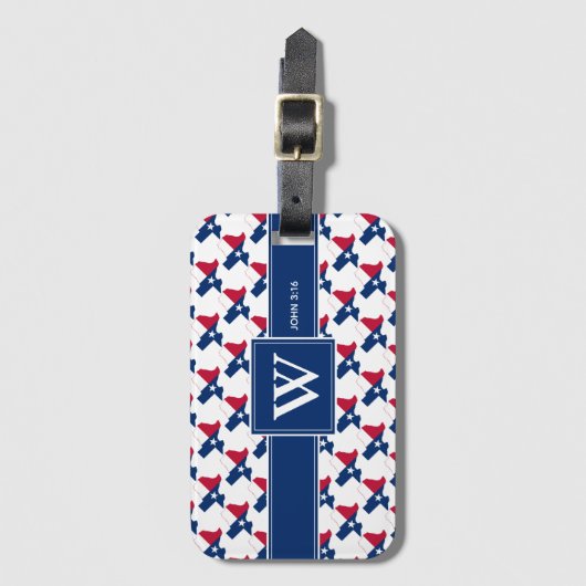 TEXAS FLAG USA | Christelijk John 3:16 | Monogram Bagagelabel (Voorkant (verticaal))