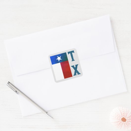 Texas Flag (verticaal) Vierkante Sticker (Envelop)