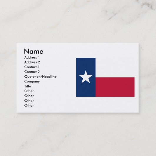 Texas Flag Visitekaartje (Voorkant)