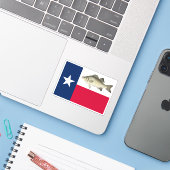 Texas Flag White Bass Sticker (Laptop met iPhone)