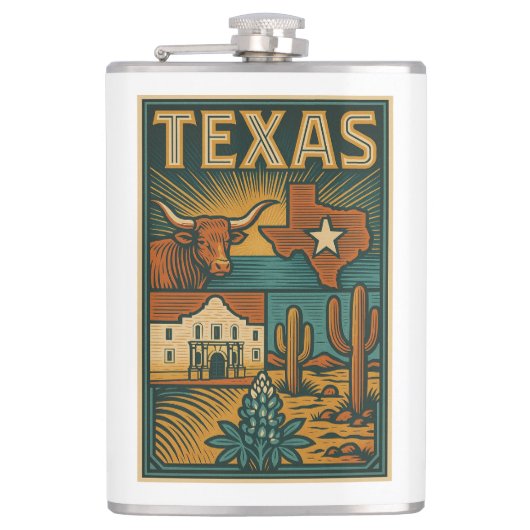 Texas Flask – Roestvrij staal Pocket Flask Heupfles (Voorkant)