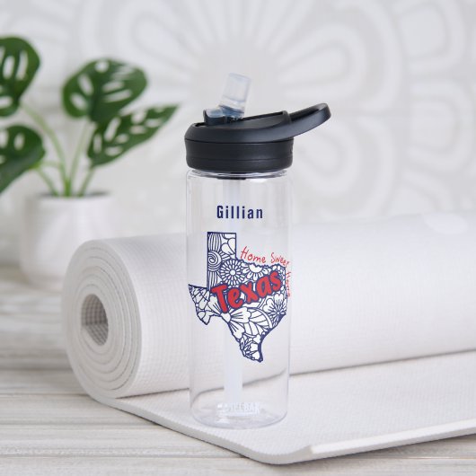 Texas Floral Doodles gepersonaliseerd Waterfles (Links)