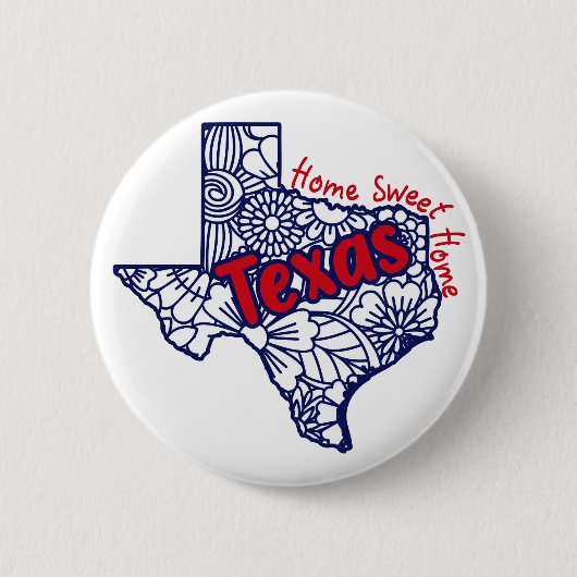 Texas Floral Doodles Ronde Button 5,7 Cm (Voorkant)