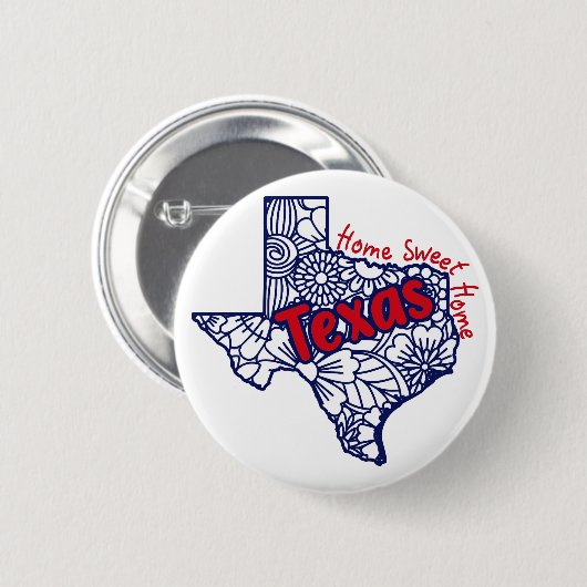 Texas Floral Doodles Ronde Button 5,7 Cm (Voorkant /achterkant)