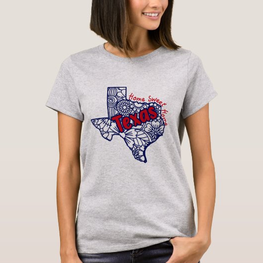 Texas Floral Doodles T-shirt (Voorkant)