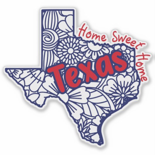 Texas Floral Doodles Vinyl Decal Sticker (Voorkant)
