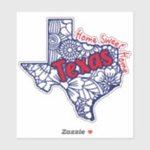 Texas Floral Doodles Vinyl Decal Sticker (Vel)