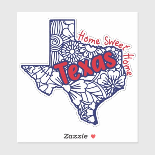 Texas Floral Doodles Vinyl Decal Sticker (Vel)