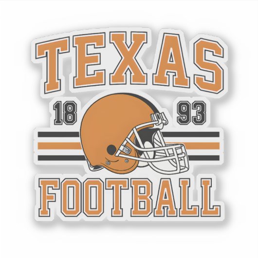 Texas Football Retro Helm Sticker (Voorkant)