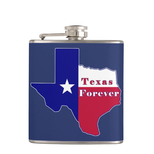 Texas Forever Vlag Kaart Heupfles (Voorkant)