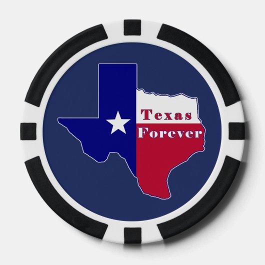 Texas Forever Vlag Kaart Poker Chips (Voorkant)