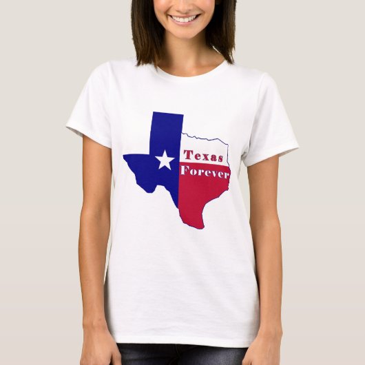 Texas Forever Vlag Kaart T-shirt (Voorkant)