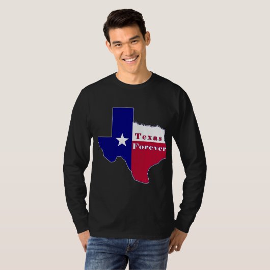 Texas Forever Vlag Kaart T-shirt (Voorkant volledig)