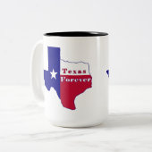 Texas Forever Vlag Kaart Tweekleurige Koffiemok (Voorkant links)