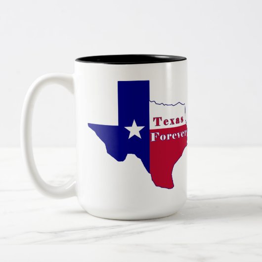 Texas Forever Vlag Kaart Tweekleurige Koffiemok (Links)