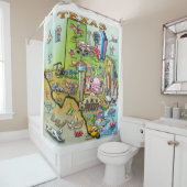 Texas Fun Map Douchegordijn (In situ)