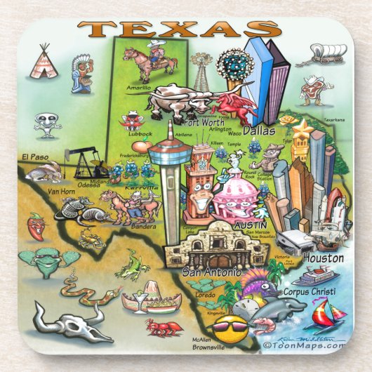 Texas Fun Map Drankjes Onderzetter (Voorkant)