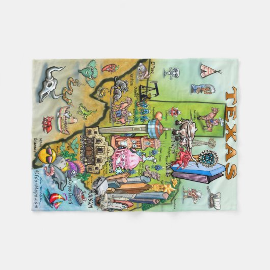 Texas Fun Map Fleece Deken (Voorkant (Horizontaal))