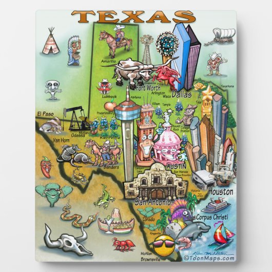 Texas Fun Map Fotoplaat (Voorkant)