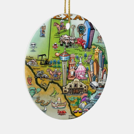 Texas Fun Map Keramisch Ornament (Rechts)