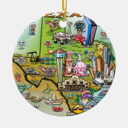 Texas Fun Map Keramisch Ornament (Voorkant)
