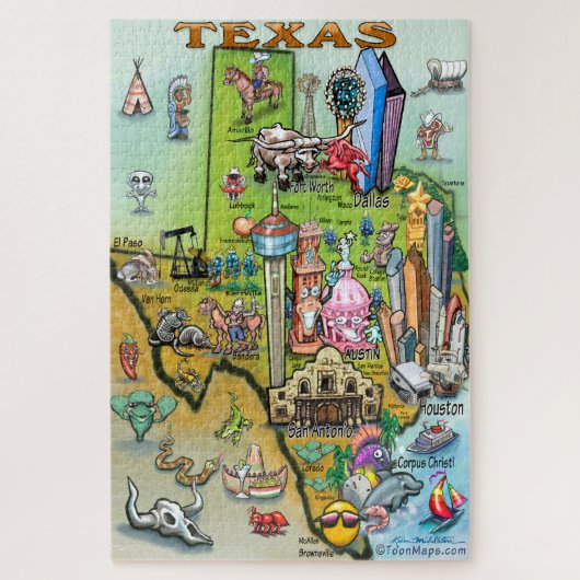 Texas Fun Map Legpuzzel (Verticaal)