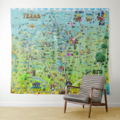 Texas Fun Map Tapestry Wandkleed (In Situ (horizontaal))