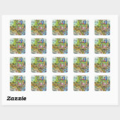 Texas Fun Map Vierkante Sticker (Vel)