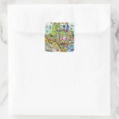 Texas Fun Map Vierkante Sticker (Tas)