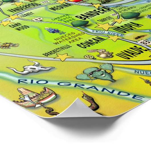 Texas Fun Maps Poster (Hoek)