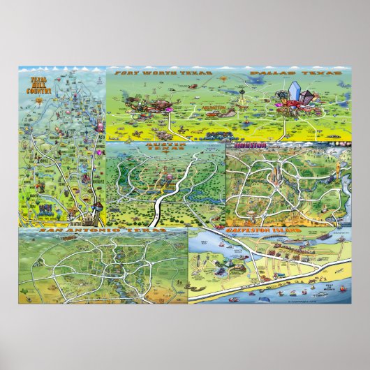 Texas Fun Maps Poster (Voorkant)