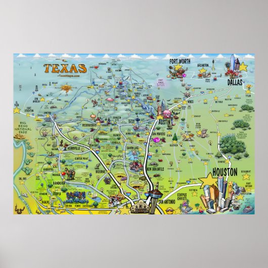 Texas Fun Maps XX Groot Poster (Voorkant)