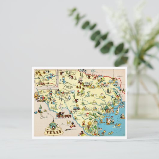 Texas Funny  Map Briefkaart (Staand voorkant)