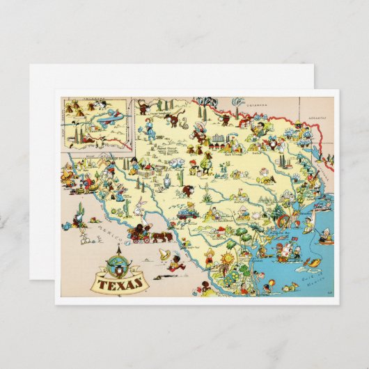 Texas Funny Map Briefkaart (Voorkant / Achterkant)