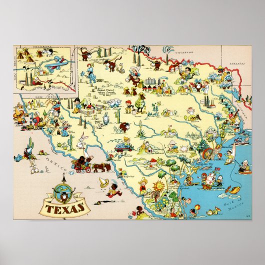 Texas Funny  Map Poster (Voorkant)