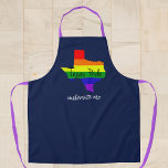 Texas Gay Pride Rainbow Custom Navy Blue Schort<br><div class="desc">Texas vulde zich in met een mooie regenboog. Geweldige gay pride schort cadeau voor een trotse LGBT Austinite of LGBTQ Texan.  marineblauw met prachtige paarse riemen en uw aangepaste tekst.</div>