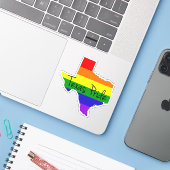 Texas Gay Pride Rainbow LGBTQ Sticker (Laptop met iPhone)