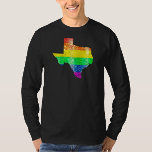 Texas Gay State Pride Rainbow Flag Kaart Gay Lesbi T-shirt